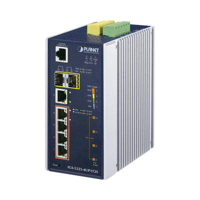 [IGS-5225-4UP1T2S] Switch Industrial Administrable 4 Puertos Gigabit c/Ultra PoE 802.3af/at, 2 Puertos SFP