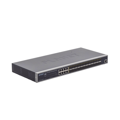 [GS-5220-16S8CR] Switch Administrable Capa 2 con Fuente de Alimentación Redundante, 24 Puertos SFP Gigabit 100/1000X, 8 Puertos Combo RJ45 Gigabit.
