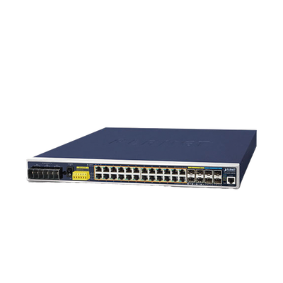 [IGS-6325-24P4X] Switch Industrial Capa 3, 24 Puertos Gigabit PoE 802.3af/at, 4 Puertos SFP 1 G, 4 Puertos SFP de 10 G 