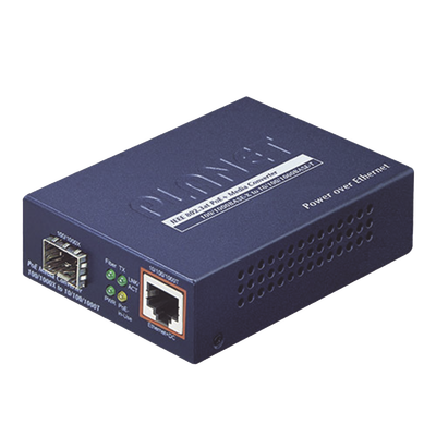[GTP-805A] Convertidor IEEE802.3af/at PoE 10/100/1000Base-T a 100/1000X SFP