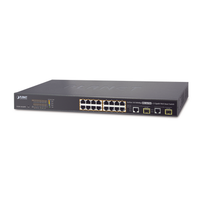 [FGSW-1816HPS] Switch Administrable L2 de 16 Puertos PoE+ y 2 Puertos Compartidos Gigabit TP/SFP