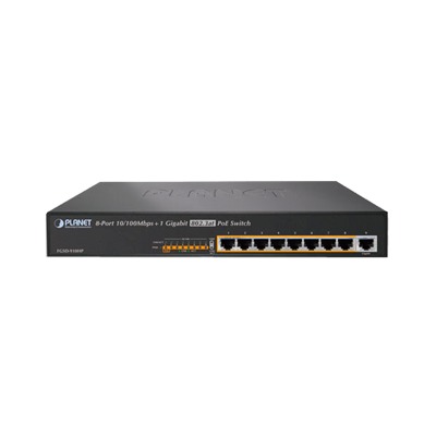 [FGSD-910HP] Switch no administrable de 8 Puertos PoE+ 100BaseTX + 1 Puerto 100/1000Base-T con 130W de Potencia Total
