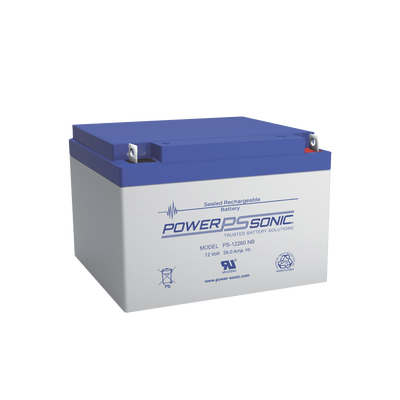 [PS-12260-T12] Batería 12V, 26AH, Para Respaldo, Tecnologías AGM/VRLA, 5 Años Vida Útil, Terminales T12, Reconocida UL  