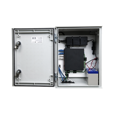 [PST-UPS-BAT1] KIT de Gabinete de Poliéster (300 x 400 x 200 mm) + Controlador de Carga con Switch PoE (5) + Batería de 12V 7Ah