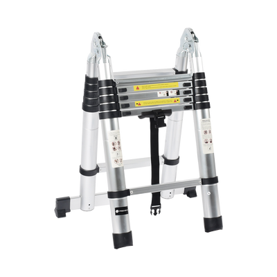[PST-H10-002] Escalera Telescópica de Aluminio Tipo Tijera de 1.9 + 1.9 Metros de Altura
