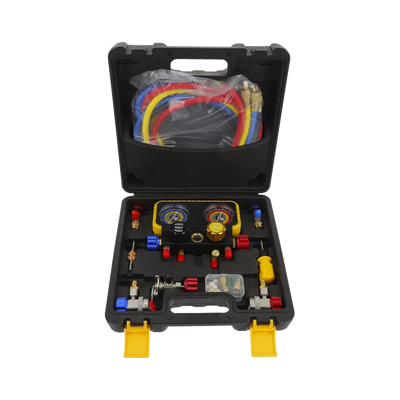 [PSTH08002]  Manómetro de 4 vías con Accesorios para Gas refrigerante  R410A/ R32/ R134A/R22 