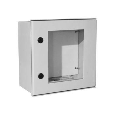 [PST-4040-20PT] Gabinete de Poliéster IP65 Puerta Transparente, Uso en Intemperie (400 x 400 x 200 mm) con Placa Trasera Interior de Plástico (Incluye Chapa y Llave).
