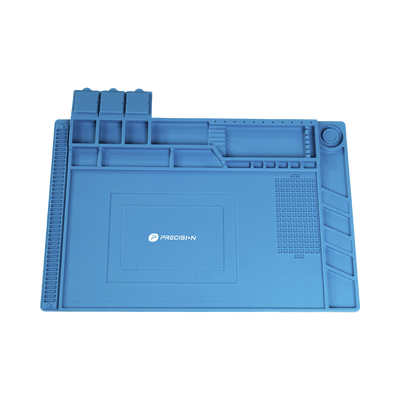 [PST-S03-001] Tapete de silicona de 45 x 30 cm, resistente al calor con áreas magnéticas y de almacenamiento de componentes, ideal para la reparación de equipos y tarjetas electrónicas.