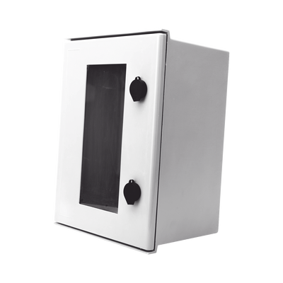 [PST-3040-20PT] Gabinete de Poliéster IP65 Puerta Transparente, Uso en Intemperie (300 x 400 x 200 mm) con Placa Trasera Interior de Plástico (Incluye Chapa y Llave).