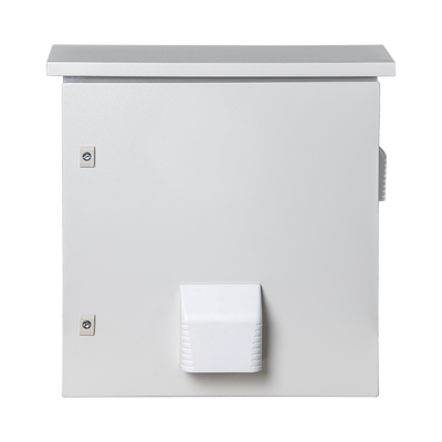[PST-5060-19RAV] Gabinete Ventilado de Acero IP55 Uso en Exterior (593 x 609 x 399 mm) con Placa Trasera Interior Metálica y Compuerta Inferior Atornillable. Incluye Ventilador, Ventilas, filtros, Montaje Rack 19", Terminal de Tierra Física, Chapas y Ll