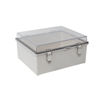 [PST-3546-16ET] Gabinete Plástico ABS, Puerta Transparente, Uso en Intemperie (350 x 460 x 160 mm) Cierre por Broches Inoxidables y Permite Cerrado con Candado y Llave (Perno 5mm) No Incluido