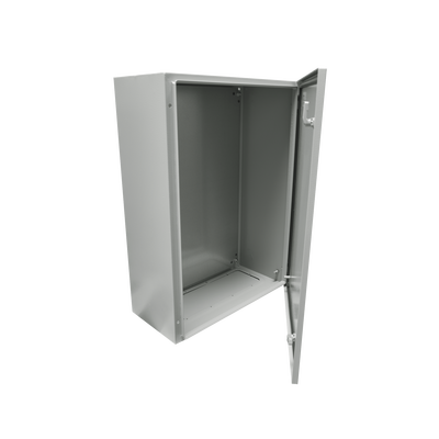 [PST-4060-20A] Gabinete de Acero IP66 Uso en Intemperie (400 x 600 x 200 mm) con Placa Trasera Interior Metálica y Compuerta Inferior Atornillable (Incluye Chapa y Llave).