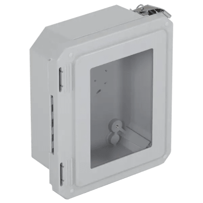 [EF080604-W] Caja Impermeable De Fibra De Vidrio, 8.77" (22.27cm) Alto x 6.77" (17.19cm) Ancho x 4.06" (10.31cm), Con Ventanilla, Listado UL/cUL, Hecho En EE.UU, Serie EnviroArmour®