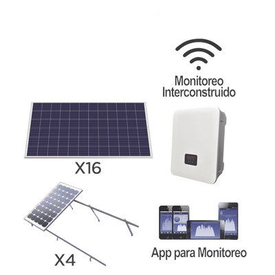 [KITEPCOM5K330] Kit solar para interconexión de 5 KW de potencia, 220 Vca con inversor cadena y paneles policristalinos.