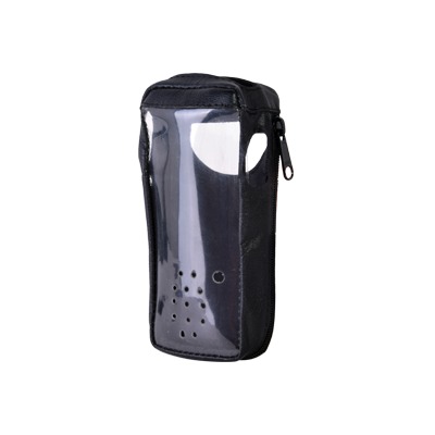 [FSM-IC-A24] Funda Reforzada en Piel para Cinto, con Cierre y Amplio Visor Frontal Transparente para Aéreos IC-A24 e IC-A6.