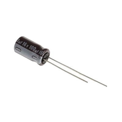 [0100M0016V] Capacitor Electrolítico de Aluminio, Radial de 100 µFd, 16 Vcc, 105 °C, 5.0 x 11 mm.