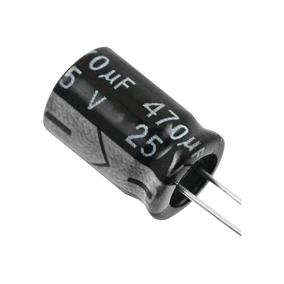 [CE470/25V] Capacitor Electrolítico de Aluminio, Radial de 470 µFd, 25 Vcc, 105 °C, 8  x 15 mm.