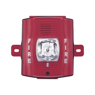 [P2RH-K] Sirena Estrobo Para Exterior De Dos Hilos Color Rojo Montaje Pared