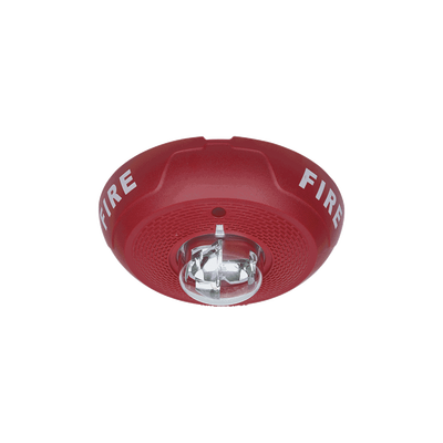[PC2-RL] Sirena con Lámpara Estroboscópica, Montaje en Techo, Nivel de Candelas Seleccionable, Color Rojo, Nuevo Diseño Moderno y Elegante y Menor Consumo de Corriente 