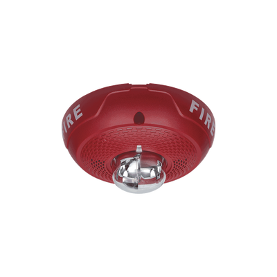 [SPS-CRL] Bocina con Lámpara Estroboscópica, Montaje en Techo, Color Rojo, Nuevo Diseño Moderno y Elegante y Menor Consumo de Corriente