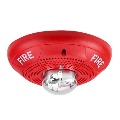 [SP-SCR] Bocina con Lámpara Estroboscópica para Instalación en Techo con Configuración Estroboscópica Seleccionable, Color Rojo