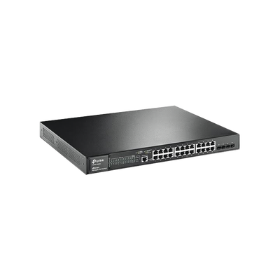 [T2600G-28MPS] Switch JetStream PoE+ administrable Capa 2, 24 puertos 10/100/1000 Mbps + 4 puertos SFP 384 W