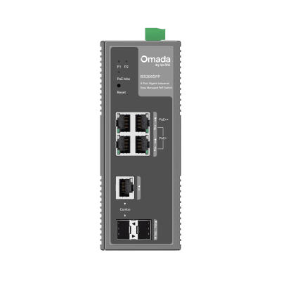 [IES206GPP] Switch Industrial Easy Managed / 6 Puertos Gigabit (4 PoE) / 120W PoE Budget / IP40 / -40°C a 75°C / 6kV Protección Rayos / Cloud Management Omada / DIN-Rail