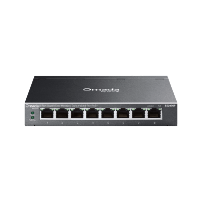 [ES208GP] Switch Gigabit Easy Managed 8 Puertos / PoE+ 64W / Cloud Management Omada / 16 Gbps Switching / Fanless / Desktop-Wall Mount