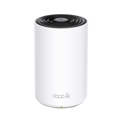 [DECOXE75] Router Inalámbrico MESH Interior para Hogar / Triple Banda Wi-Fi 6E AX5400 Mbps / 3 Puerto Gigabit WAN/LAN / 4 Antenas Internas / Administración Mediante la App Deco (iOS, Android) / Protección HomeShield