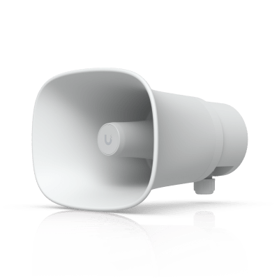 [UP-AI-HORN-SPEAKER-W] UniFi Protect AI Horn Speaker, Altavoz IP 120 dB, PoE+, Alerta AI Avanzada, Montaje Pared, Esquina y Poste, IP66