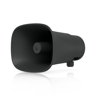 [UP-AI-HORN-SPEAKER-B] UniFi Protect AI Horn Speaker, Altavoz IP 120 dB, PoE+, Alerta AI Avanzada, Montaje Pared, Esquina y Poste, IP66, Color Negro