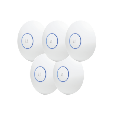 [UAP-AC-LR-5] Paquete de 5 Access Point UniFi de largo alcance, Doble banda 802.11ac MIMO2X2 para interior, PoE 802.3af, soporta 250 clientes, hasta 867 Mbps, Los equipos no incluyen poe se sugiere comprar aparte el  modelo POE-24-12W-G 