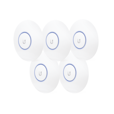 [UAP-AC-LITE-5] Paquete de 5 Access Point UniFi, doble banda 802.11ac, MIMO 2X2, soporta 100 clientes, hasta 867 Mbps, para interior, PoE 802.3af.