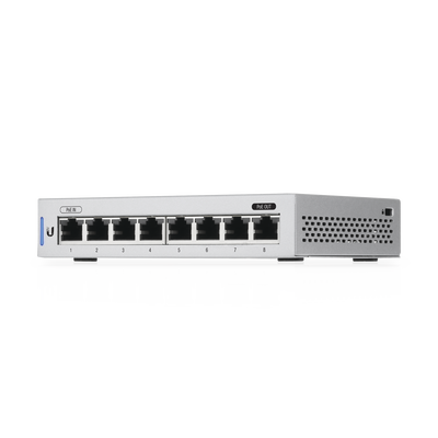 [US-8] Switch UniFi Administrable capa 2 de 8 Puertos Gigabit (7 Ethernet y 1 PoE Pasivo 48V)