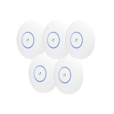 [UAP-AC-PRO-5]  Paquete de 5 Access Point UniFi doble banda 802.11ac MIMO 3X3 para interior, PoE af/at, soporta 250 clientes, Hasta 1.3 Gbps