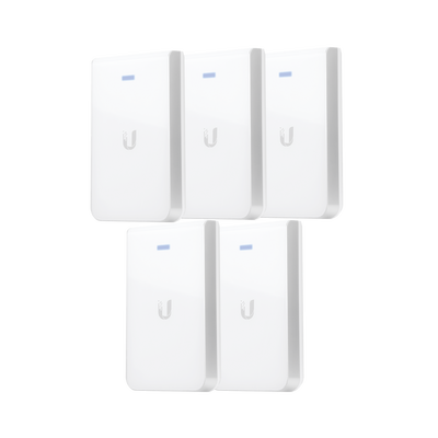 [UAP-AC-IW-5] 5 Access Point UniFI doble banda, cobertura 180°, MIMO 2x2 de pared para habitaciones de hotel.