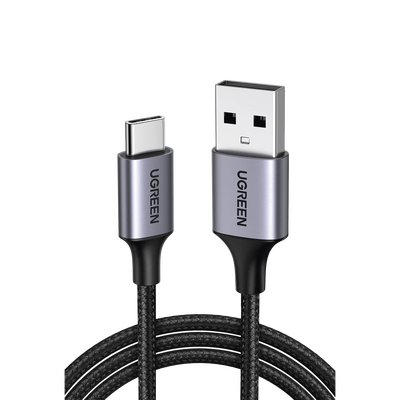 [60126] Cable USB-A a USB-C | 1 Metro (3.28 Pies) | Transferencia de Datos de 480 Mbps | Carga Rápida | QC 4.0/3.0/2.0 | FPC | AFC | Protección Integrada | Caja de Aluminio | Nylon Trenzado | Color Negro