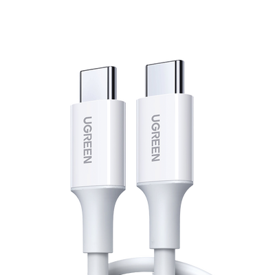 [60518] Cable USB-C a USB-C | 1 Metro | Carga Rápida de hasta 60W | Transferencia de datos de 480 Mbps | PD3.0 | QC 4.0/3.0/2.0 | FPC | AFC | Duradero y Flexible| Caja ABS | Cubierta de TPE | Color Blanco.