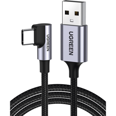 [50942] Cable USB-A a USB-C | 2 Metros (6.56 Pies) | Conector con Ángulo Recto de 90° | Carga Rápida de hasta 60W | 480 Mbps | PD3.0 | QC /3.0/2.0 | FPC | AFC | Protección Integrada | Caja de Aluminio | Nylon Trenzado | Color Negro