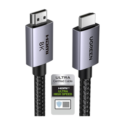 [25911] Cable HDMI 2.1 de 8K@60Hz | 3 metros | 48Gbps | HDR10+ | 3D Inversivo| eARC | Dolby ATMOS |   VVR | QMS | QFT | ALLM | 3 modos de Visualización | Certificado HDMI 8K | Niquelado | Nylon Trenzado | Carcasa de Aluminio.