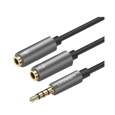 [30619] Cable Divisor en Y / De 3.5 mm Macho a Dos Salidas de 3.5 mm Hembra / CTIA, TRS / Núcleo de Cobre / TPE /  Longitud 20 cm / Ideal para Separar el Micrófono de los Auriculares