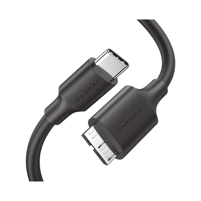 [20103] Cable USB Tipo C 3.0 a Micro Tipo B | 1m |Carga Rápida | 5 Gbps | Transferencia de Datos | Blindaje Interior Múltiple | Compatible con Disco Duro Externo, Portátiles, Seagate, Nikon, Canon.