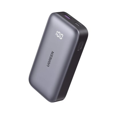 [25185] Mini Power Bank 30W  | 10 000 mAh |  2 Puertos PD3.0, USB C+A | Carga Rápida | Pantalla Digital | Compatible con iPhone 16 Pro Max/15/14, MacBook Air, iPad, Galaxy S24 Ultra, | Color Negro.