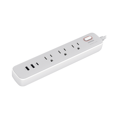 [15461] Regleta de Alimentación 30W 2 USB-A + 1 USB-C + 3 Salidas AC / Carga de Alta Velocidad / Salida USB-C PD de 30W (GaN) / Salidas AC Tipo B / Protección Contra Sobretensiones / 6 en 1