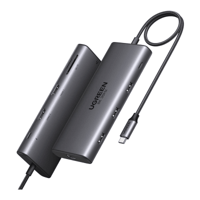 [15534B] Docking Station USB-C Hub 10 en 1 UGREEN Revodok Pro 210 / Dual HDMI 4K 60Hz y 8K 30Hz / 3 Puertos USB-A + USB-C 3.0 / Carga PD 100W / Ethernet Gigabit 1000M / Lector Tarjetas SD y TF / Compatible Windows y macOS