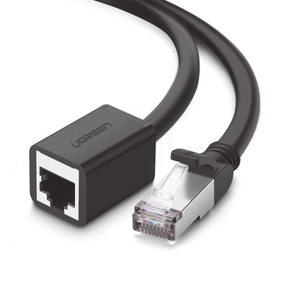 [11279] Cable de Extensión Cat6 RJ45 F/UTP / Macho a Hembra / 1m / Método de conexión 568B / Velocidad de transmisión 1000Mbps / Ancho de banda del canal 250MHz /Caja de Cobre / Negro