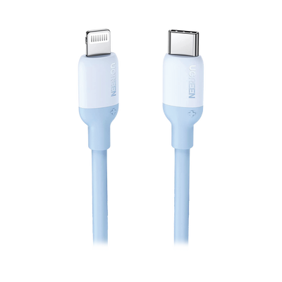 [20313] Cable USB-C a Lightning / Certificado MFi / 1 Metro / Adecuado para iPhone, iPad, iPod / Carga Rápida PD 20W /  Sincronización de Datos de hasta 480 Mbps / Goma de Silicona y  TPE. / Suave al Tacto / Color Navy Blue