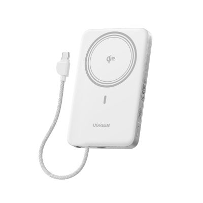 [75983B] Banco de Energía Magnético Inalámbrico / 10000 mAh / 30W USB-C PD+PPS / Cable USB-C Integrado 30W / Carga Inalámbrica Magnética 15W / Doble Celda 5000 mAh / Pantalla LED / 39.2 Wh