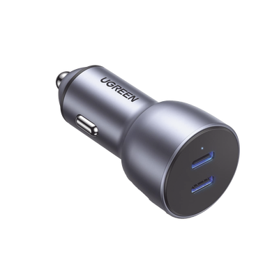 [70594] Cargador de Auto de 40W / 2 Puertos USB-C / 20 Watts por Puerto / Compatible con Vehículos de 12 y 24 VCD / Chip Inteligente / Diseño Compacto / Multi protección / Aleación de Aluminio