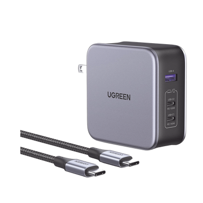 [90548] Cargador de 140W serie Nexode | 3 Puertos de Carga Rápida | 2 USB-C | 1 USB-A | Tecnología GaN II +SIC | PD3.1 / QC4.0 | Tecnología de Protección Térmica | Optimiza la Experiencia de Carga | Incluye cable USB-C